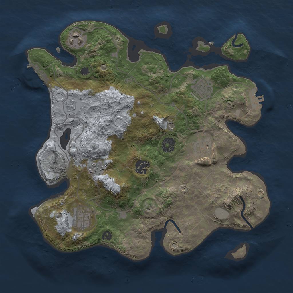 Rust Map: Procedural Map, Size: 3000, Seed: 1540090469, 13 Monuments