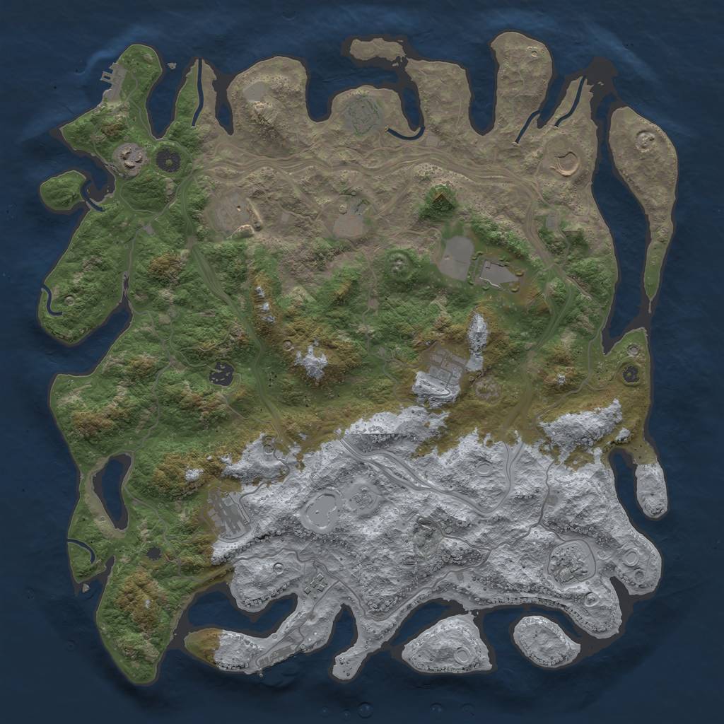 Rust Map: Procedural Map, Size: 4500, Seed: 214875616, 18 Monuments