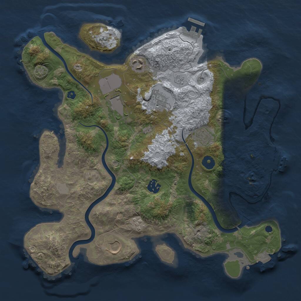 Rust Map: Procedural Map, Size: 3500, Seed: 3136285, 13 Monuments