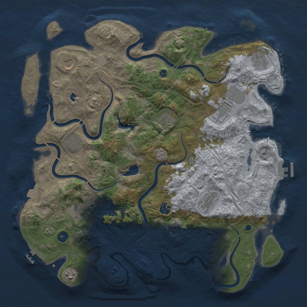 Rust Map: Procedural Map, Size: 4250, Seed: 879371853, 16 Monuments