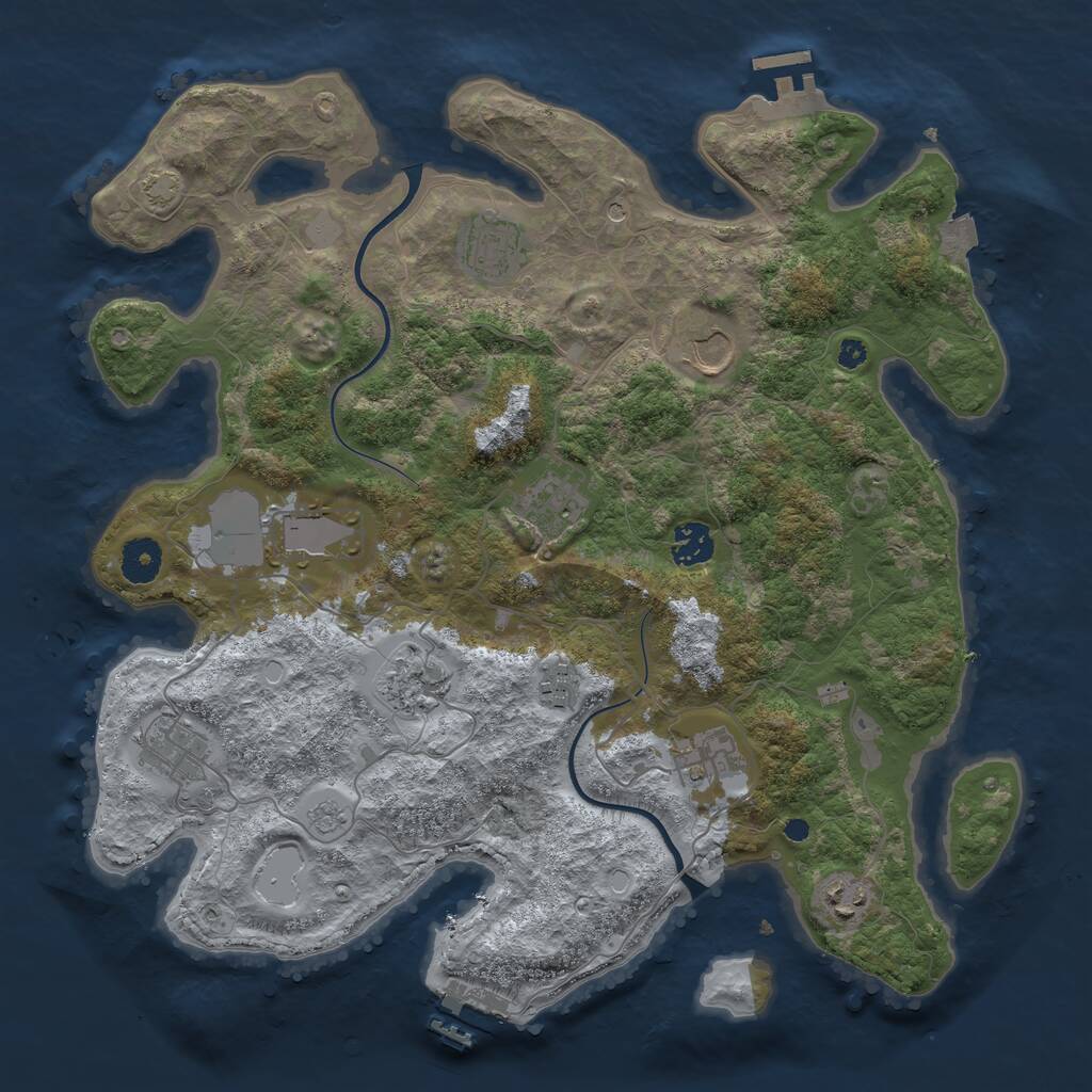Rust Map: Procedural Map, Size: 3750, Seed: 327997987, 16 Monuments