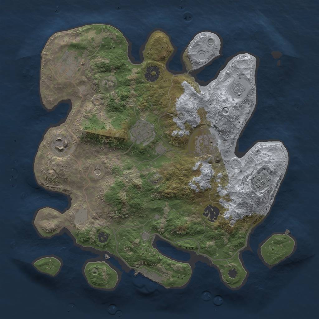 Rust Map: Procedural Map, Size: 3000, Seed: 120296167, 12 Monuments