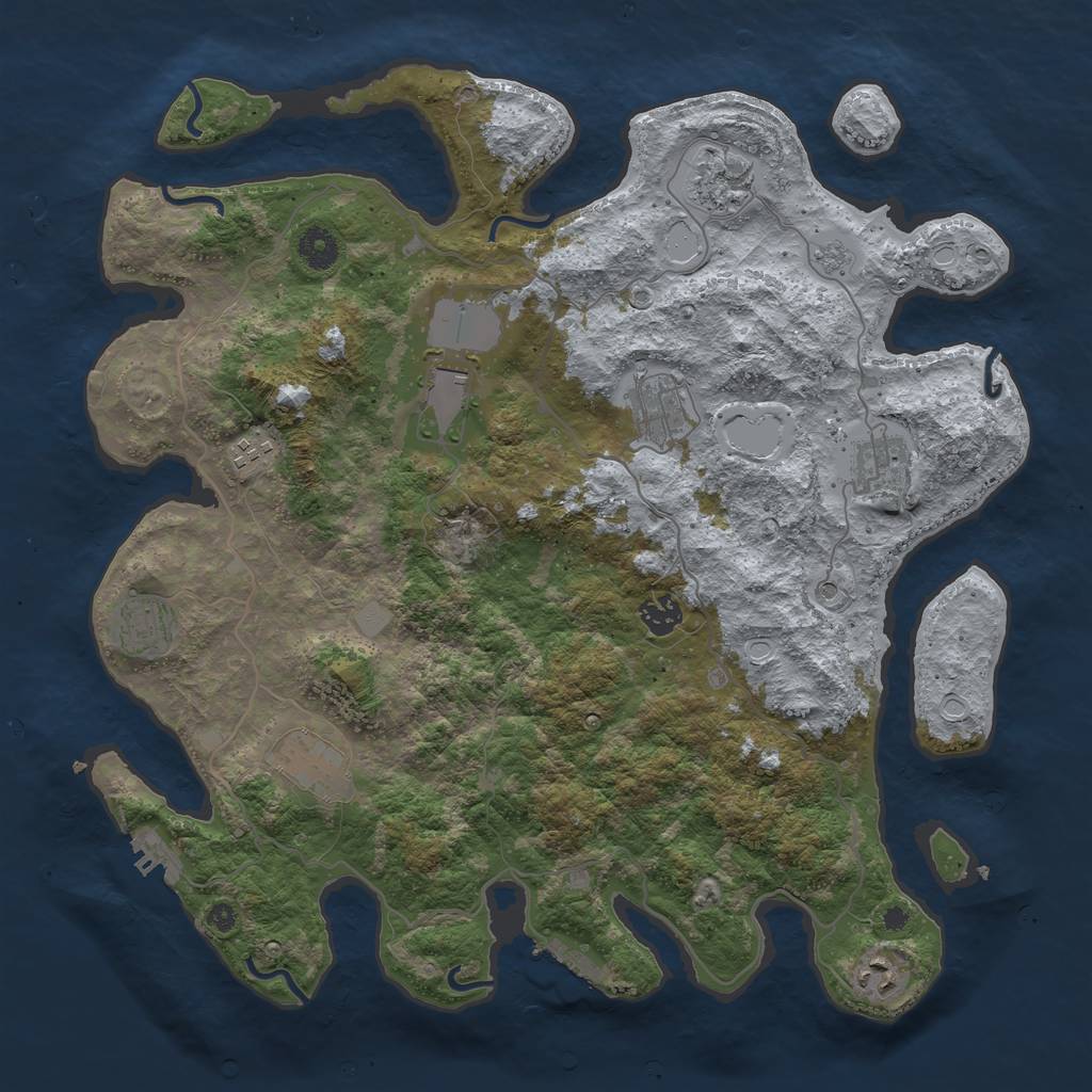 Rust Map: Procedural Map, Size: 4000, Seed: 24981, 16 Monuments