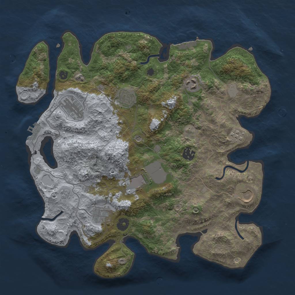 Rust Map: Procedural Map, Size: 3500, Seed: 1069081354, 15 Monuments
