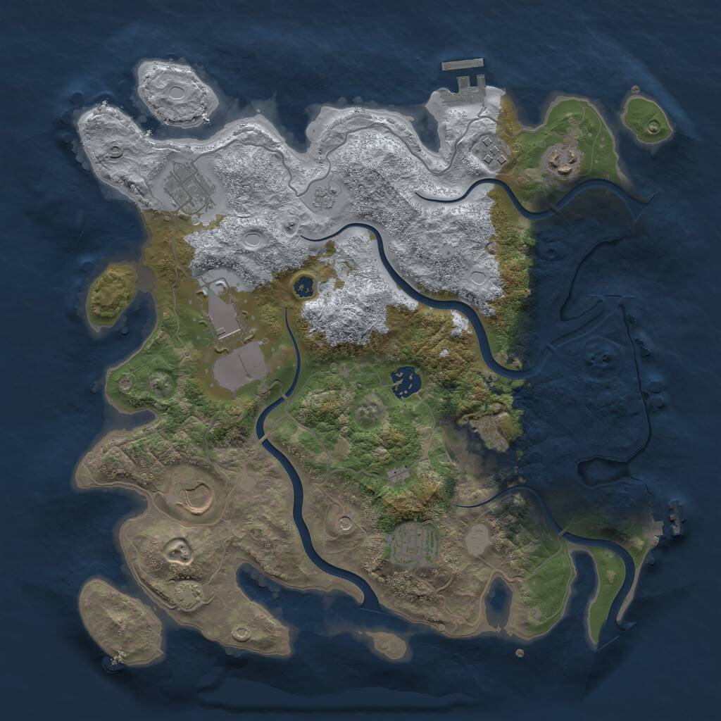 Rust Map: Procedural Map, Size: 3500, Seed: 1870581461, 14 Monuments