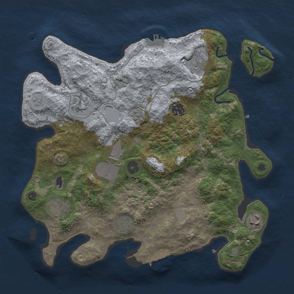 Rust Map: Procedural Map, Size: 3500, Seed: 775408546, 15 Monuments