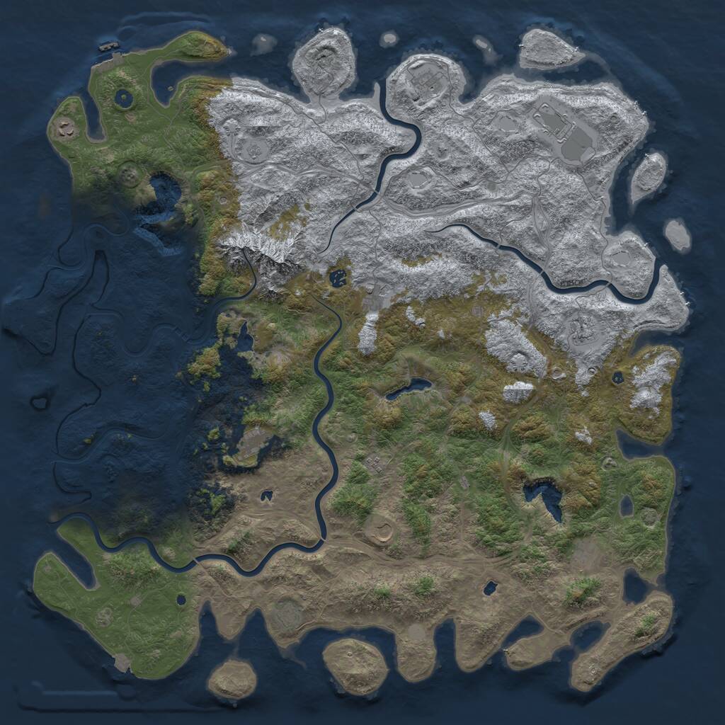 Rust Map: Procedural Map, Size: 6000, Seed: 21995, 17 Monuments