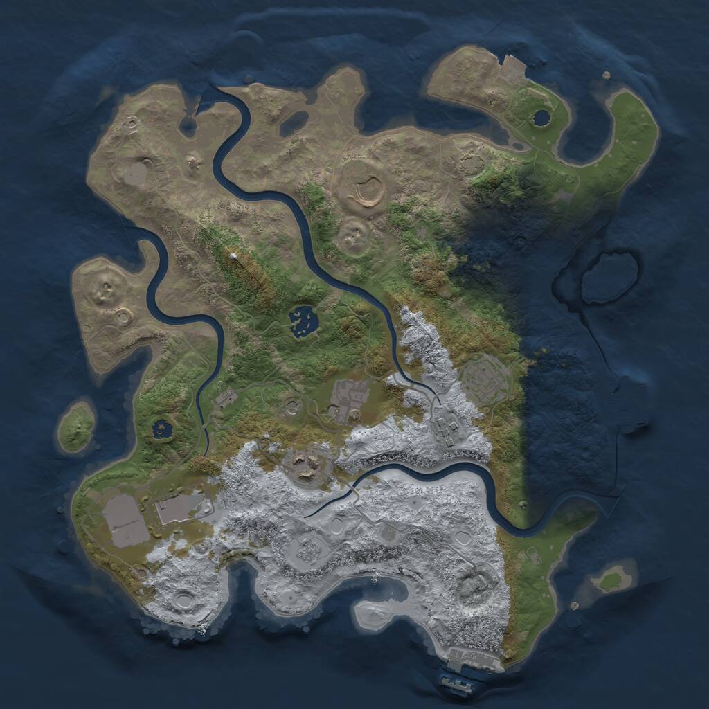 Rust Map: Procedural Map, Size: 3500, Seed: 910198042, 13 Monuments