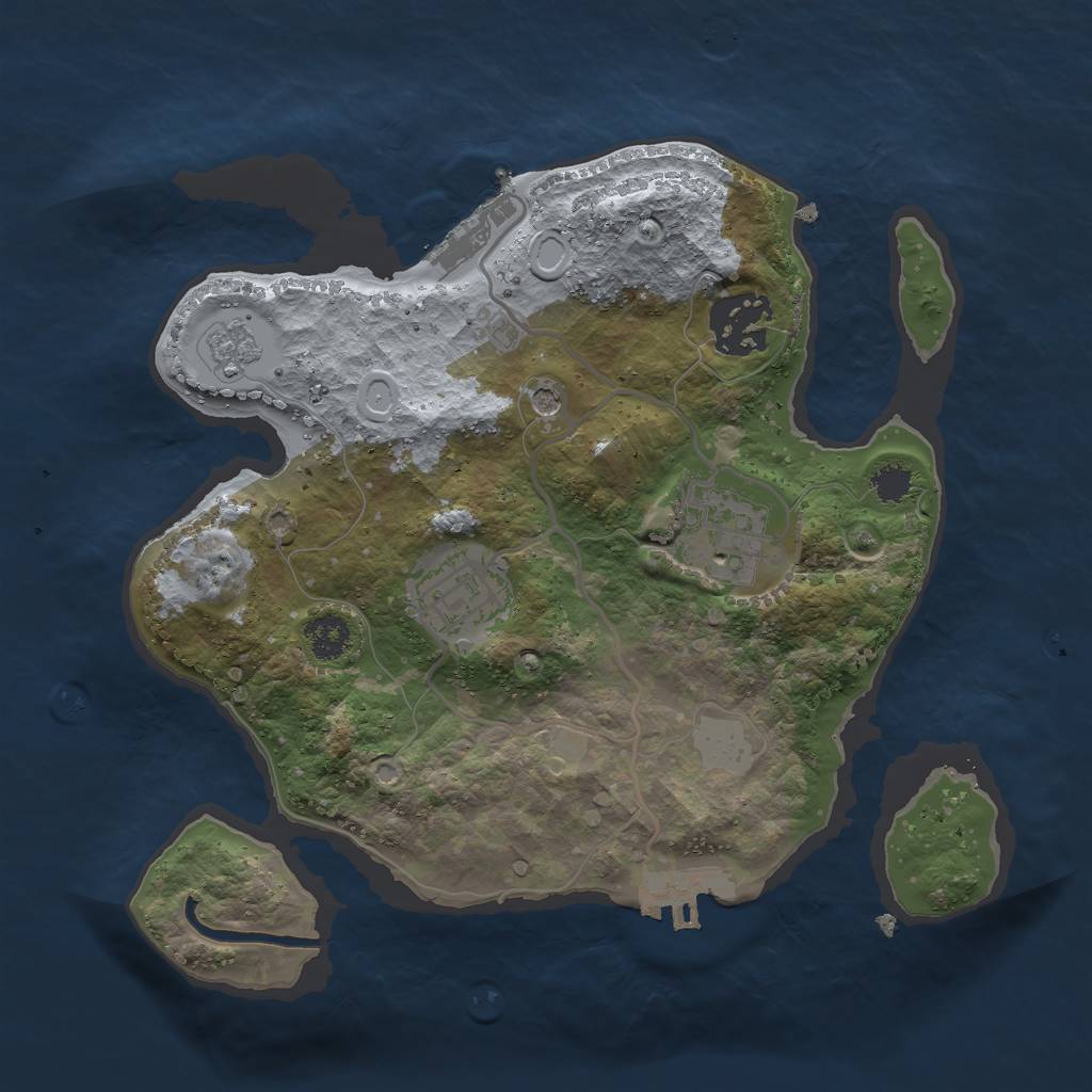 Rust Map: Procedural Map, Size: 2500, Seed: 7777, 10 Monuments