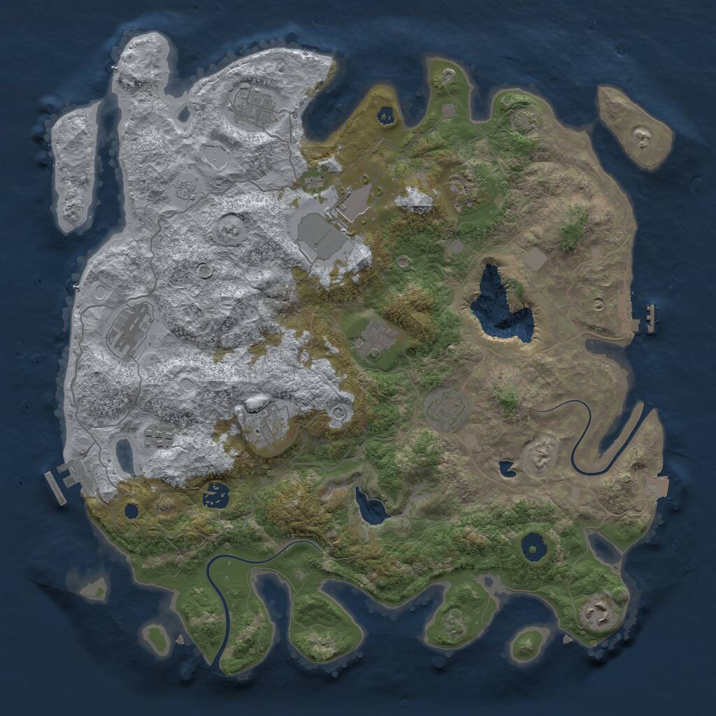 Rust Map: Procedural Map, Size: 4000, Seed: 559905972, 16 Monuments
