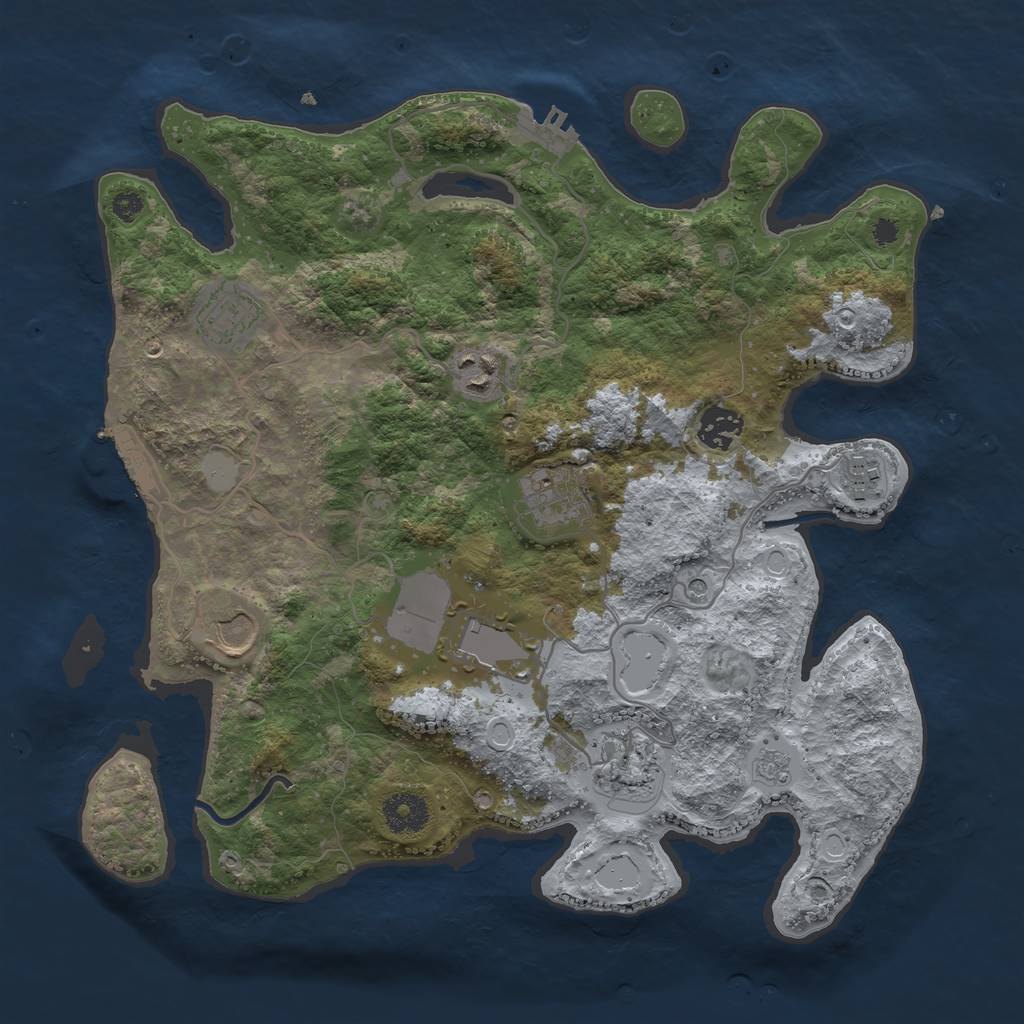 Rust Map: Procedural Map, Size: 3500, Seed: 1052153387, 15 Monuments