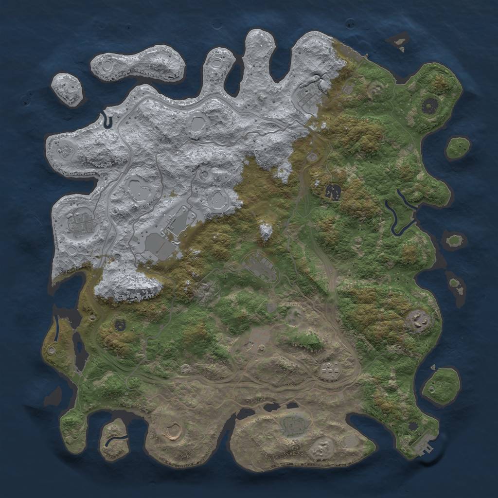 Rust Map: Procedural Map, Size: 4500, Seed: 803292566, 17 Monuments