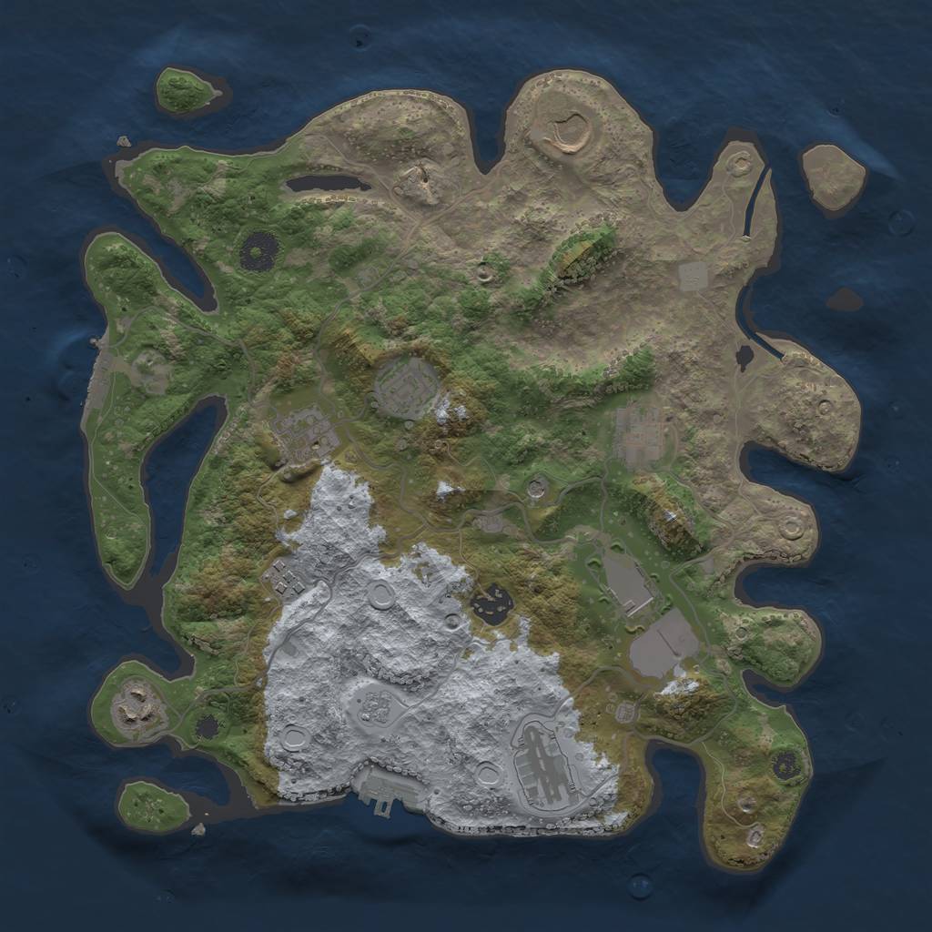 Rust Map: Procedural Map, Size: 3500, Seed: 32623, 16 Monuments