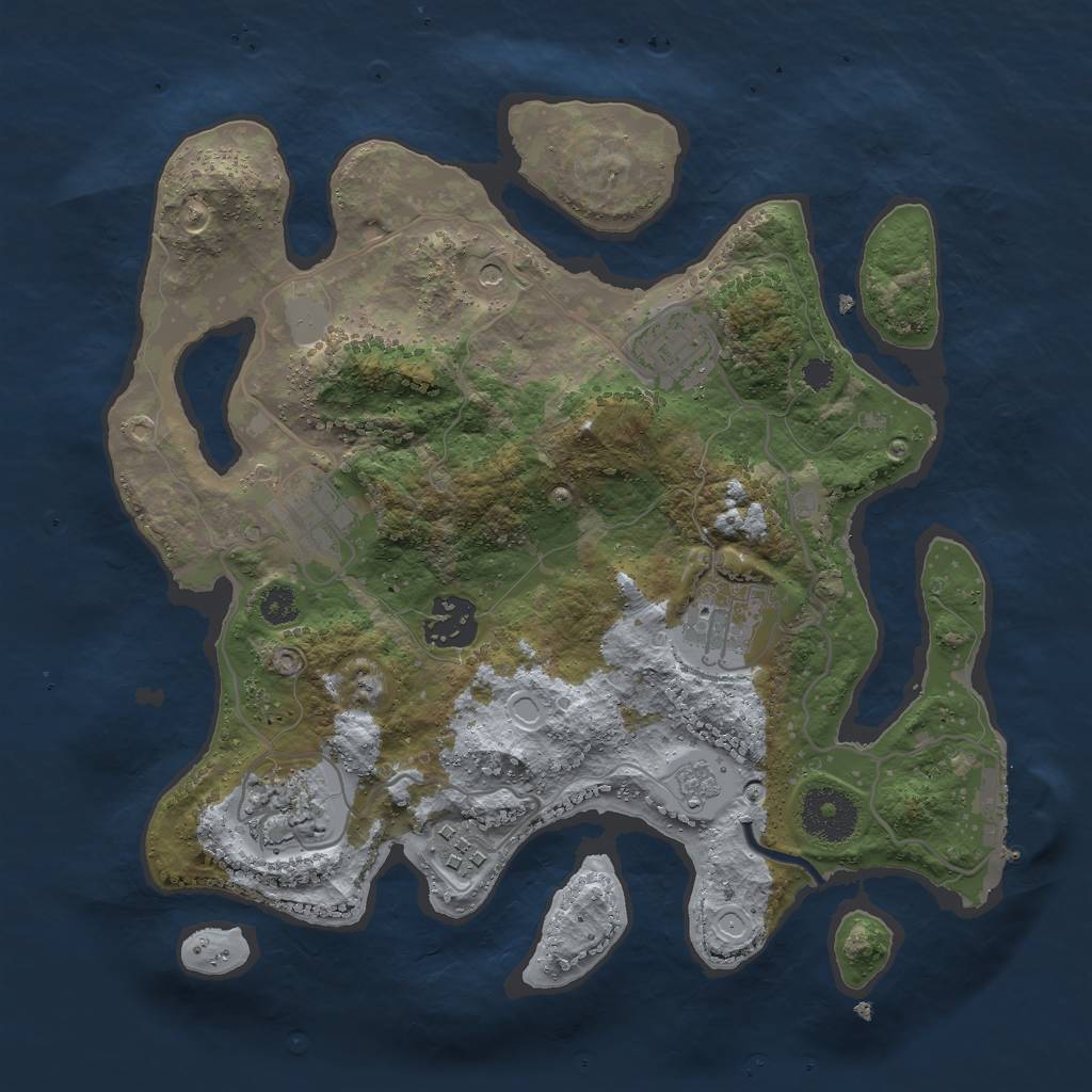Rust Map: Procedural Map, Size: 3000, Seed: 1957084279, 12 Monuments