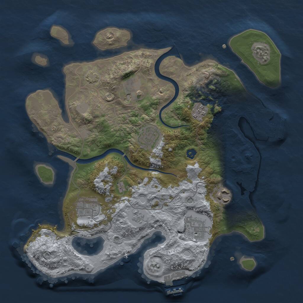 Rust Map: Procedural Map, Size: 3000, Seed: 1686405867, 12 Monuments