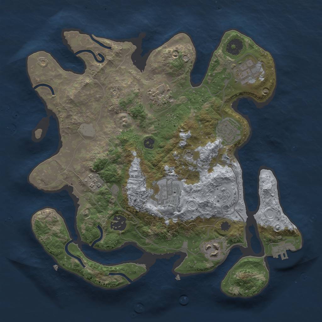 Rust Map: Procedural Map, Size: 3000, Seed: 842477398, 13 Monuments