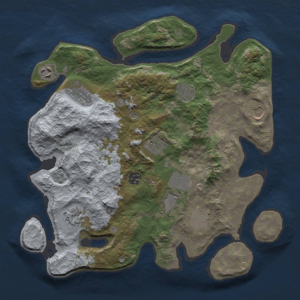 Rust Map: Barren, Size: 3500, Seed: 300, 13 Monuments