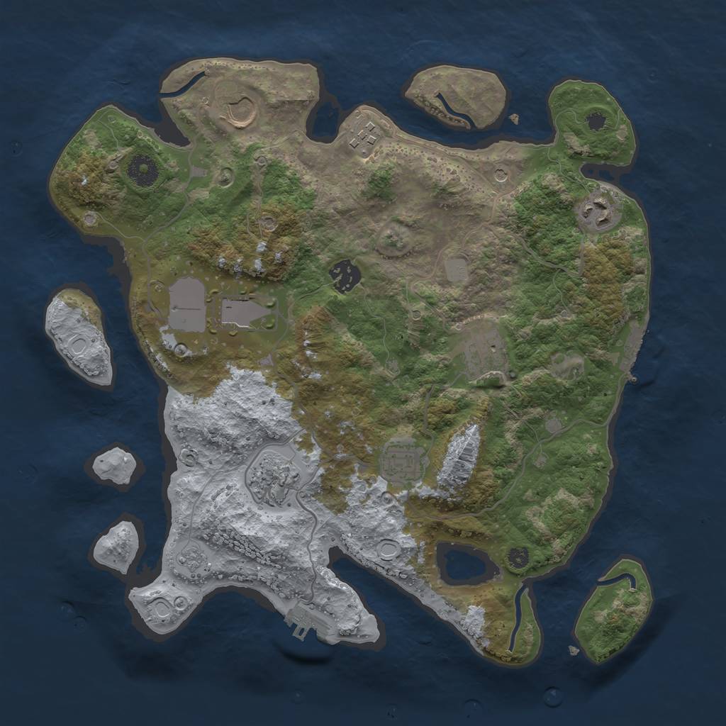 Rust Map: Procedural Map, Size: 3500, Seed: 1030266277, 15 Monuments