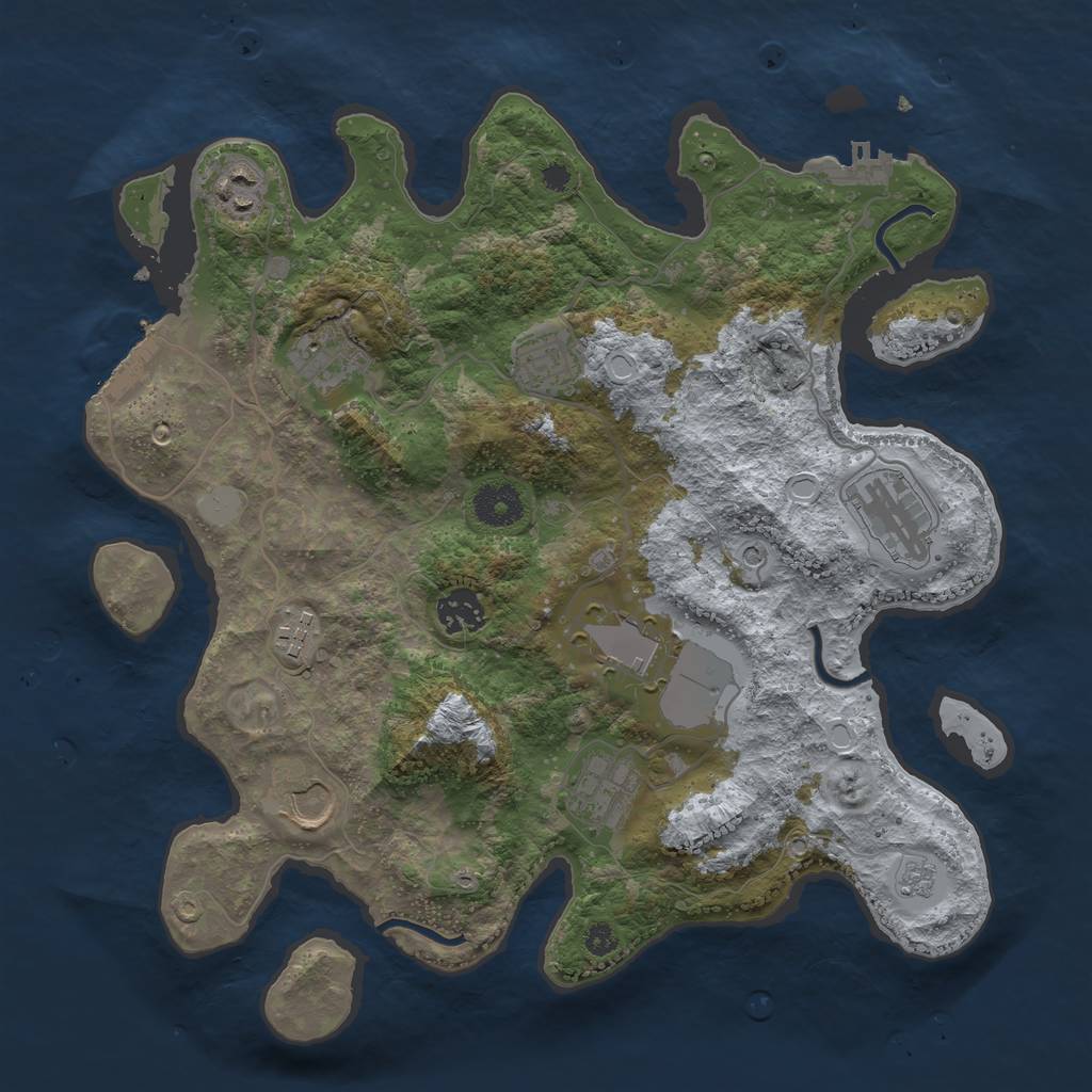 Rust Map: Procedural Map, Size: 3500, Seed: 1898156995, 16 Monuments