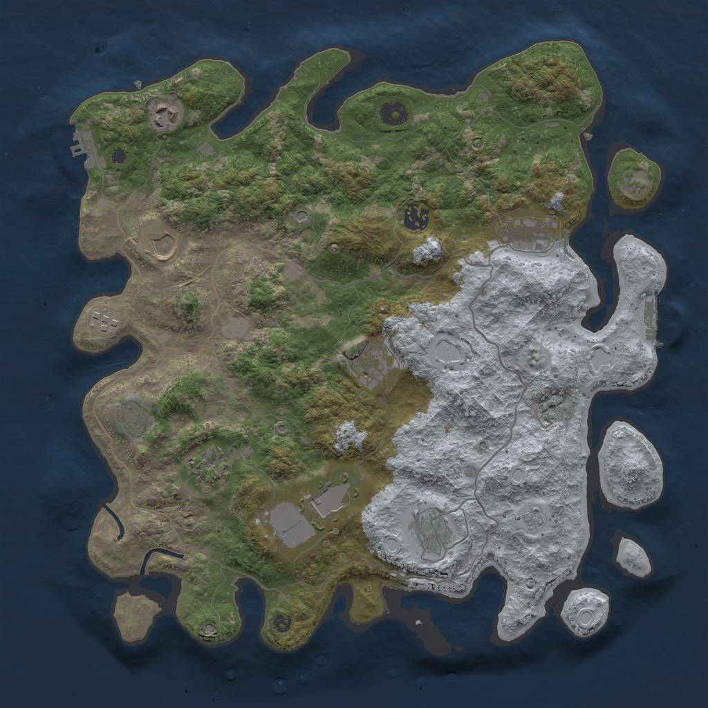 Rust Map: Procedural Map, Size: 4000, Seed: 1718412573, 17 Monuments