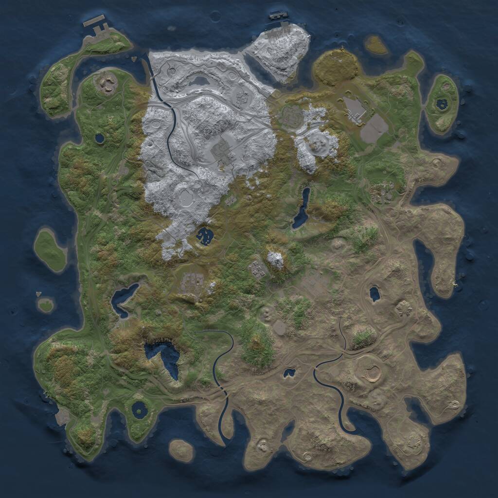 Rust Map: Procedural Map, Size: 4500, Seed: 654672, 16 Monuments