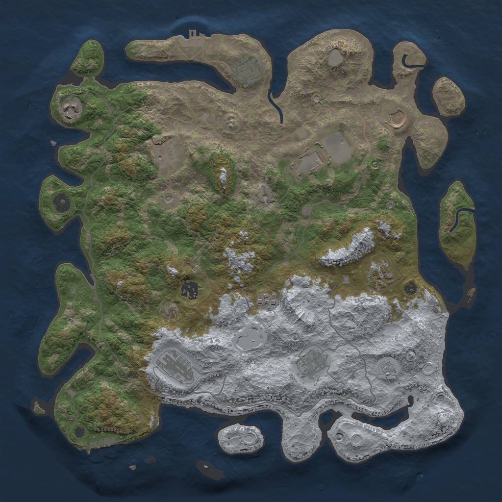 Rust Map: Procedural Map, Size: 4200, Seed: 942368, 17 Monuments
