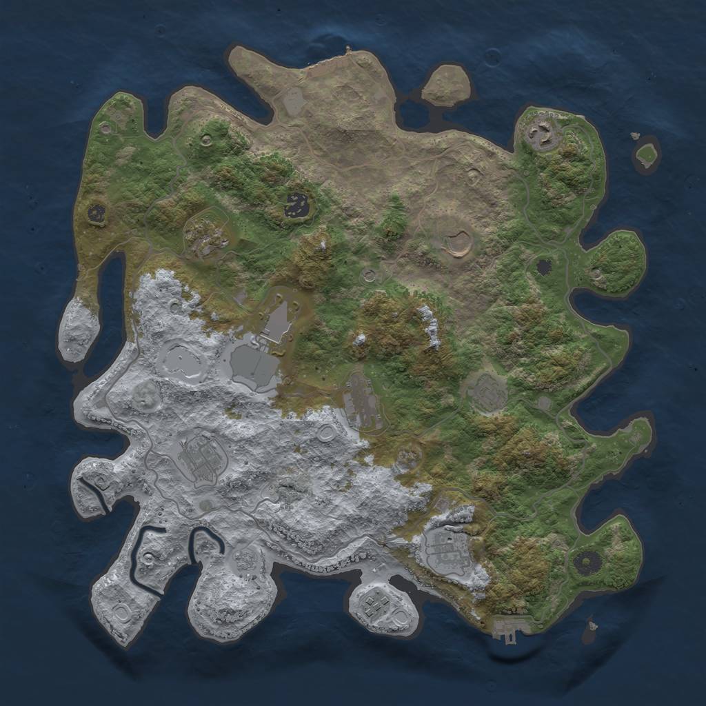 Rust Map: Procedural Map, Size: 4000, Seed: 112233, 17 Monuments