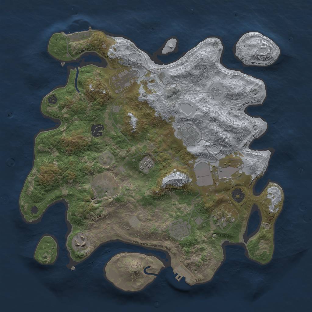 Rust Map: Procedural Map, Size: 3500, Seed: 4563474, 15 Monuments