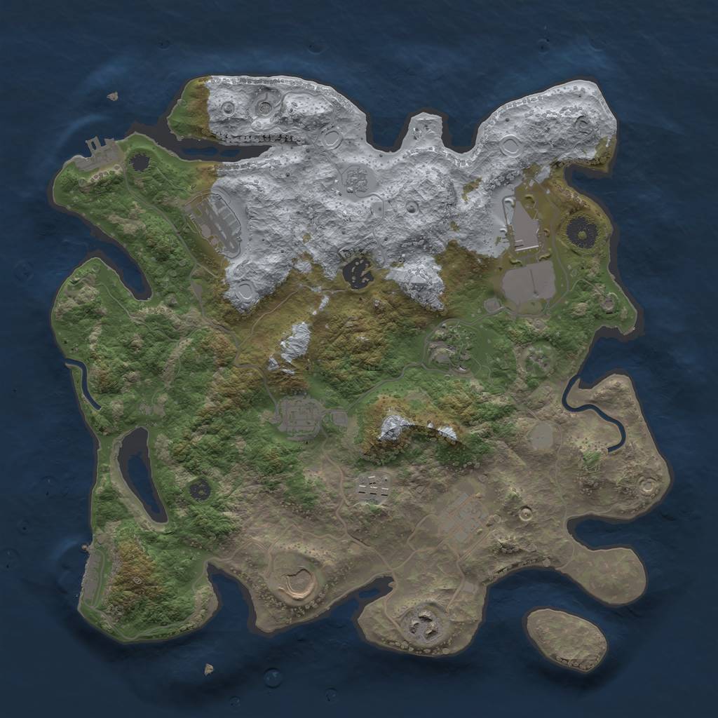 Rust Map: Procedural Map, Size: 3500, Seed: 49947912, 16 Monuments
