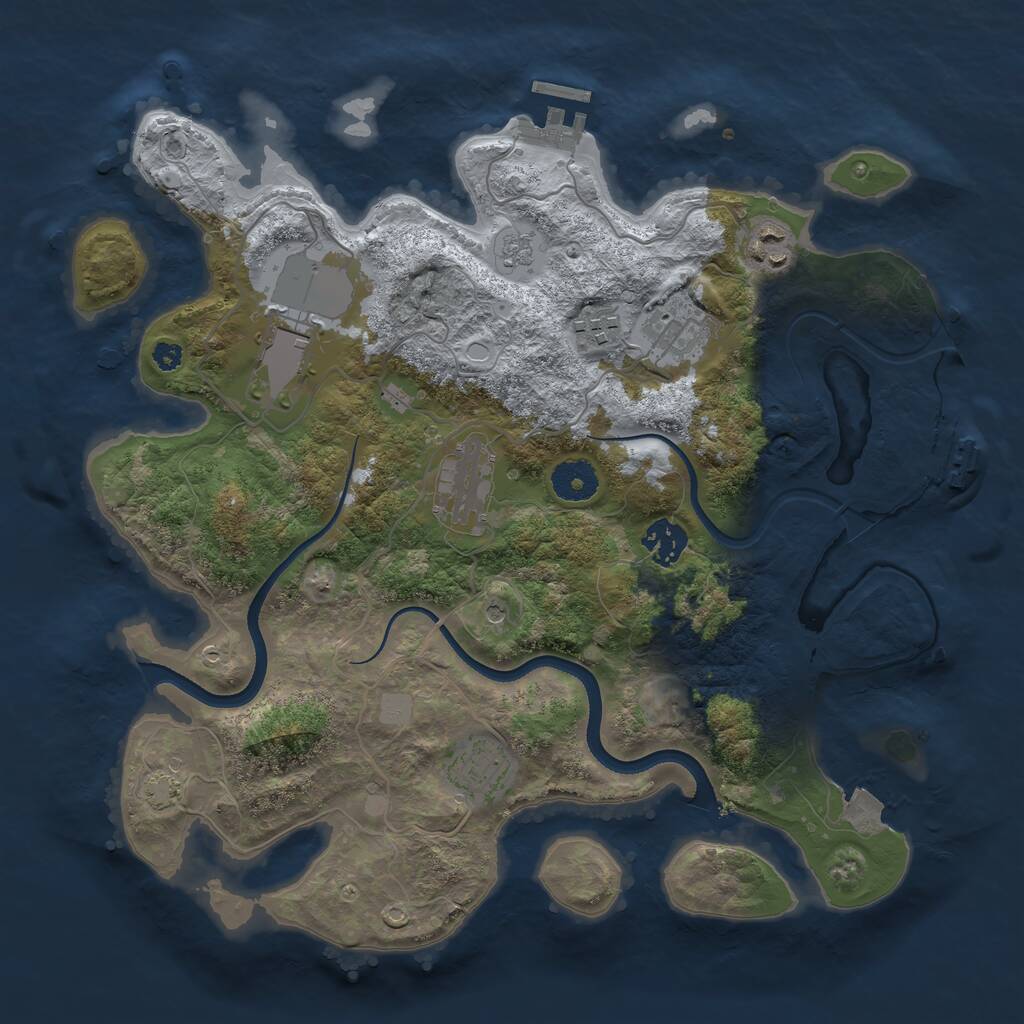Rust Map: Procedural Map, Size: 3500, Seed: 793823284, 13 Monuments
