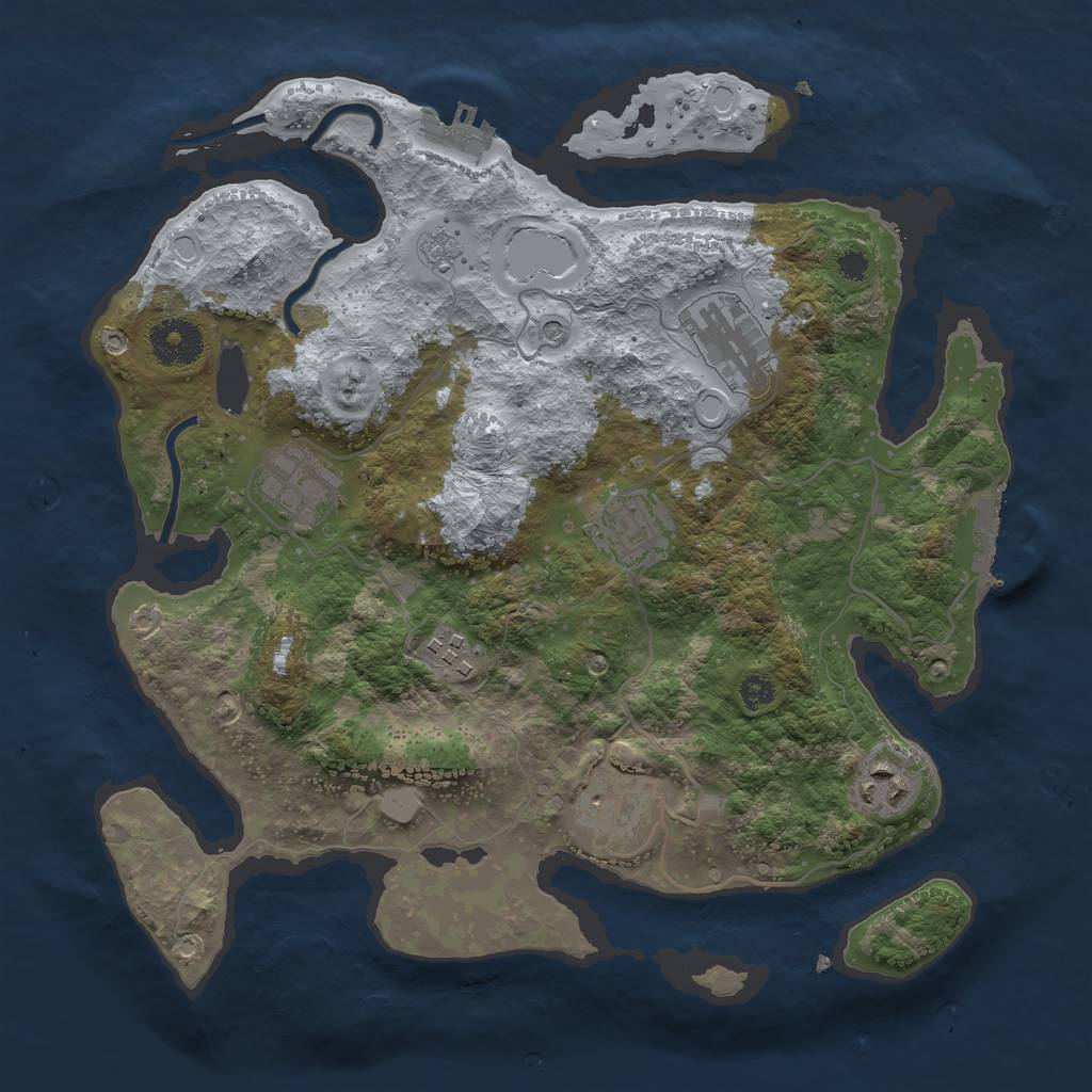 Rust Map: Procedural Map, Size: 3248, Seed: 9206672, 13 Monuments