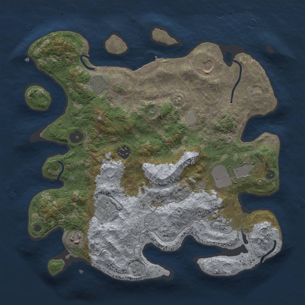 Rust Map: Procedural Map, Size: 3500, Seed: 364132099, 14 Monuments