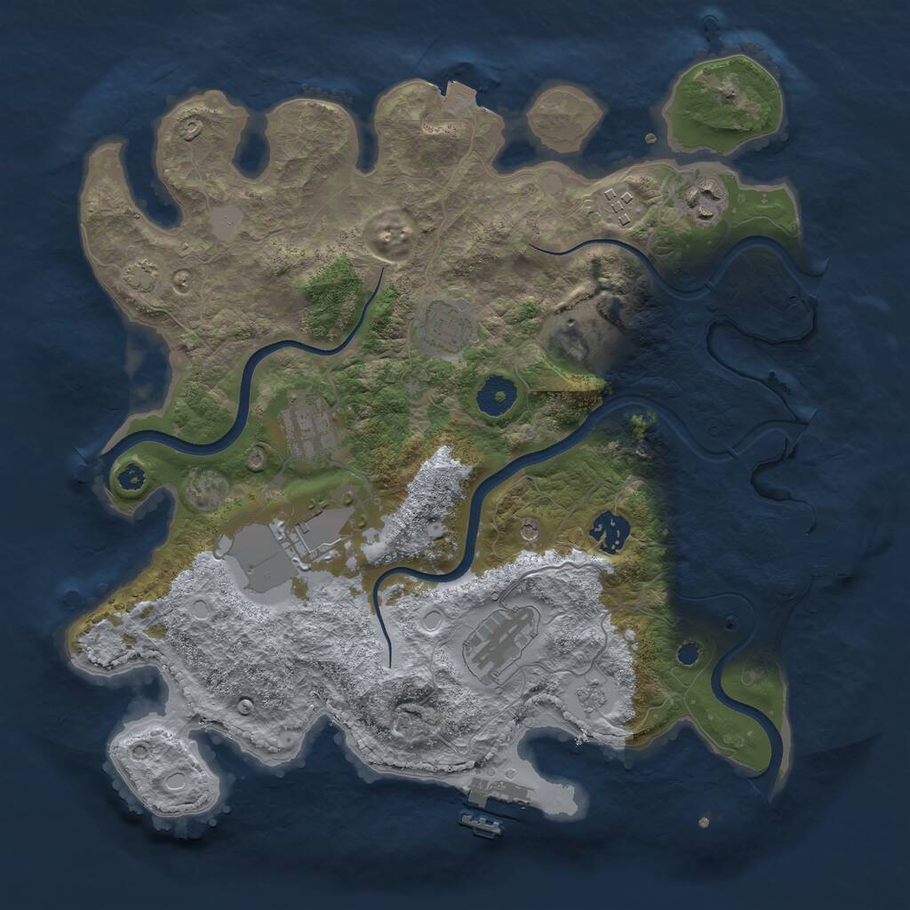 Rust Map: Procedural Map, Size: 3500, Seed: 856664729, 14 Monuments