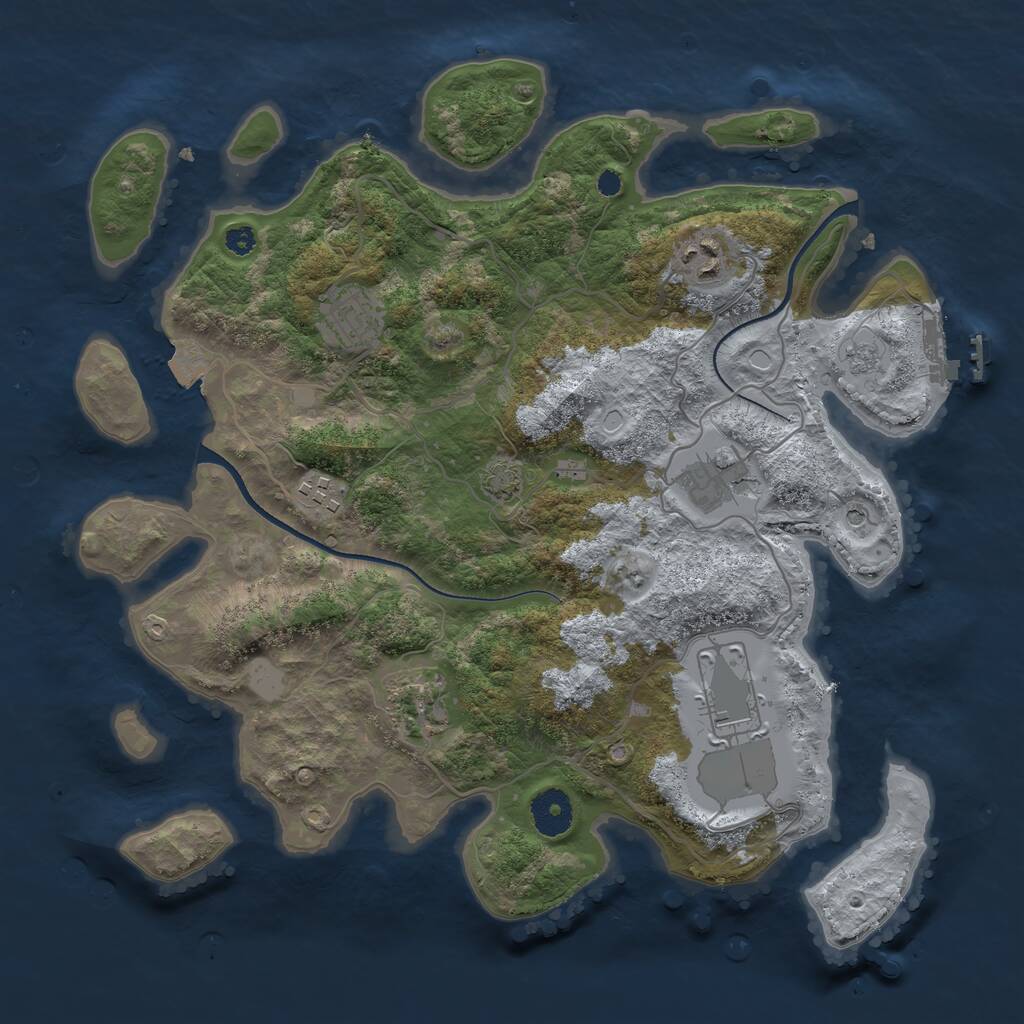 Rust Map: Procedural Map, Size: 3500, Seed: 32859, 11 Monuments