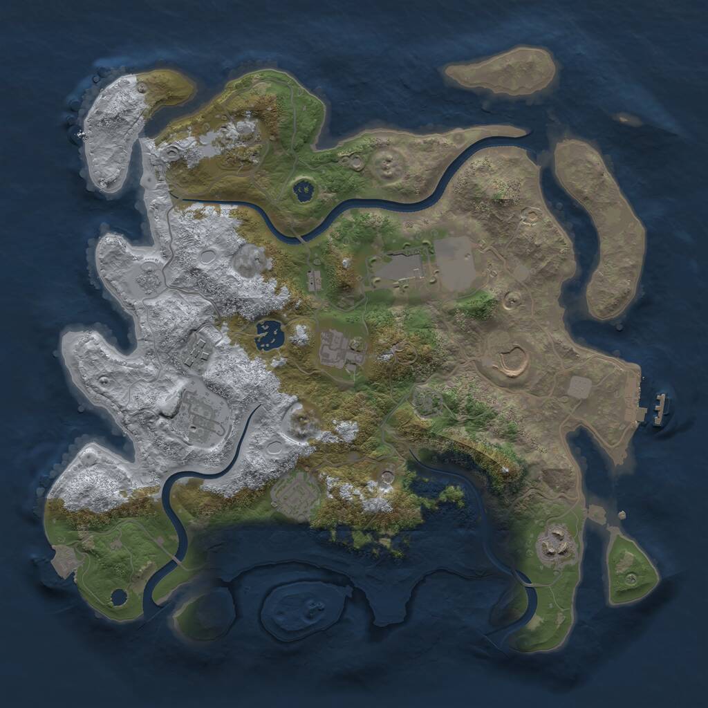 Rust Map: Procedural Map, Size: 3500, Seed: 1687432, 14 Monuments