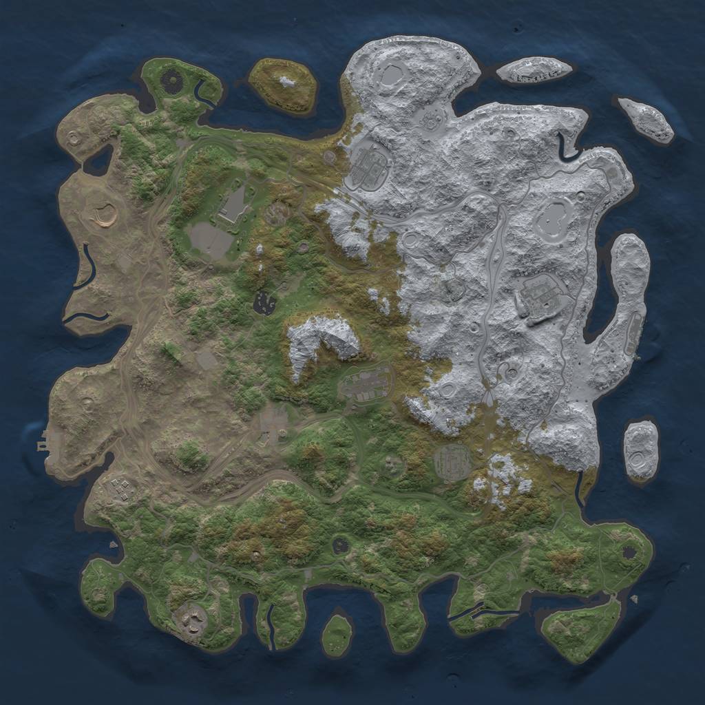 Rust Map: Procedural Map, Size: 4500, Seed: 1151, 17 Monuments