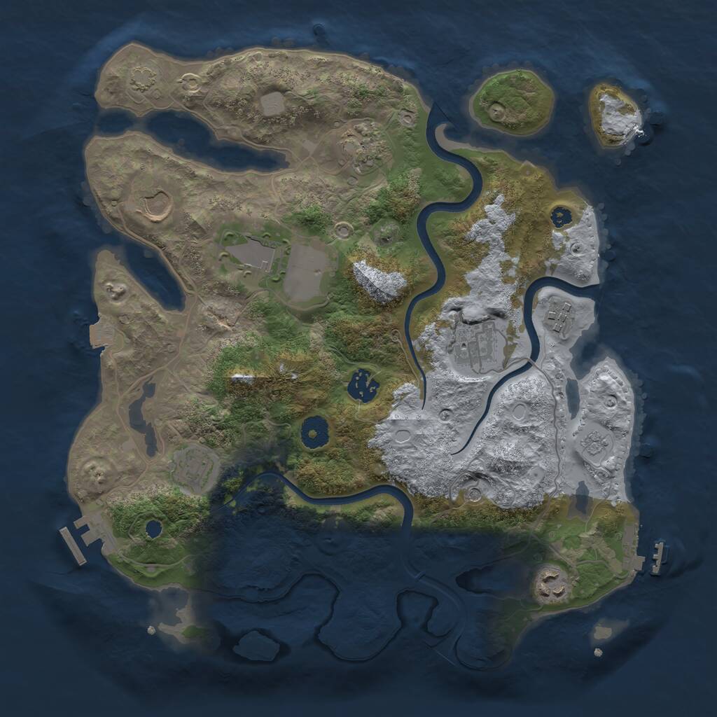 Rust Map: Procedural Map, Size: 3500, Seed: 2024738070, 14 Monuments