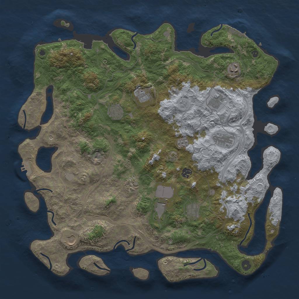 Rust Map: Procedural Map, Size: 4500, Seed: 423837624, 18 Monuments