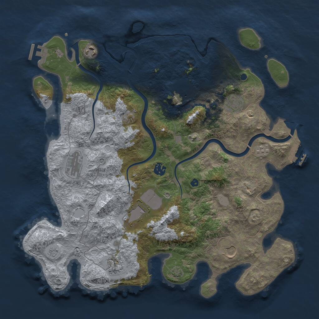 Rust Map: Procedural Map, Size: 3950, Seed: 1425152, 15 Monuments