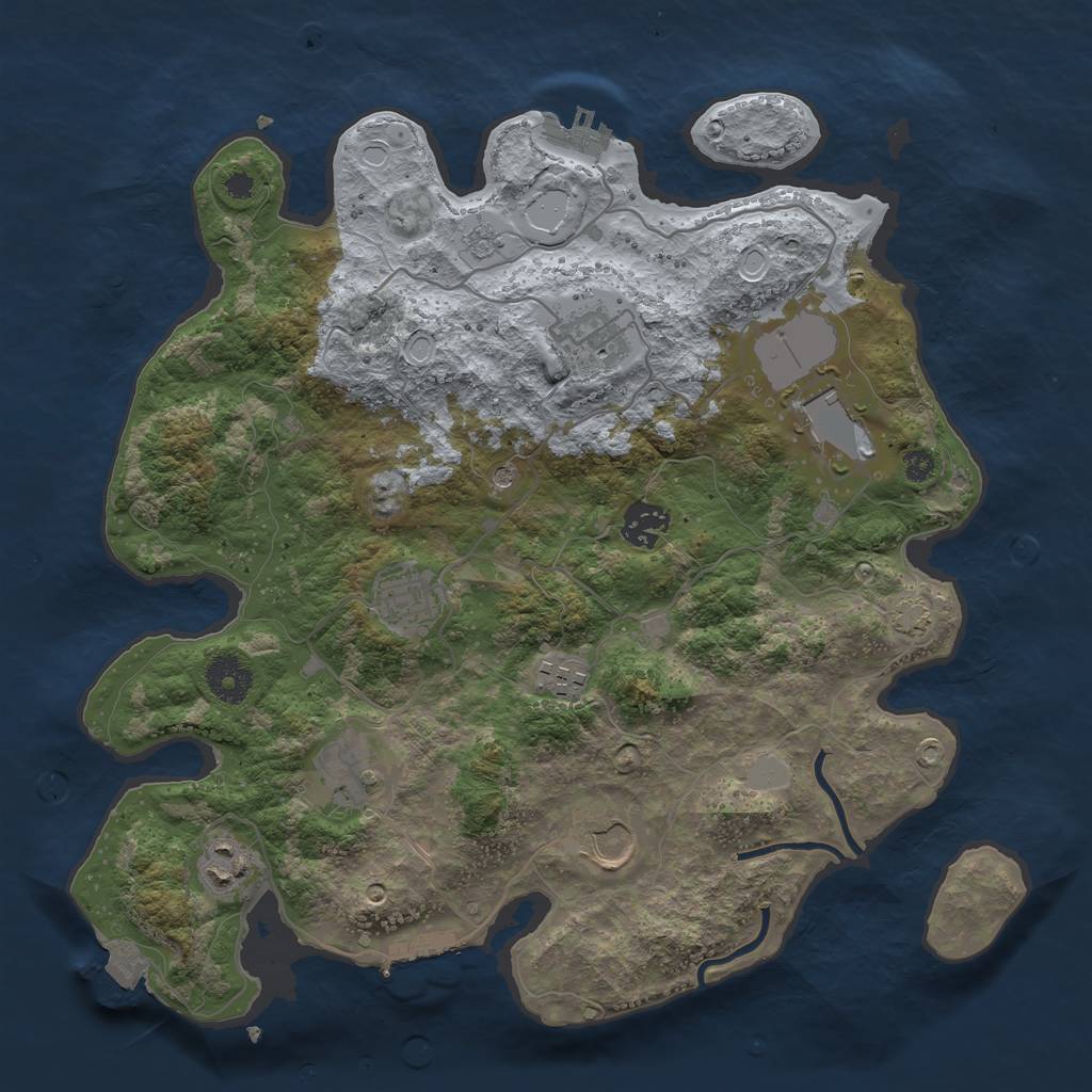 Rust Map: Procedural Map, Size: 3500, Seed: 786696225, 16 Monuments