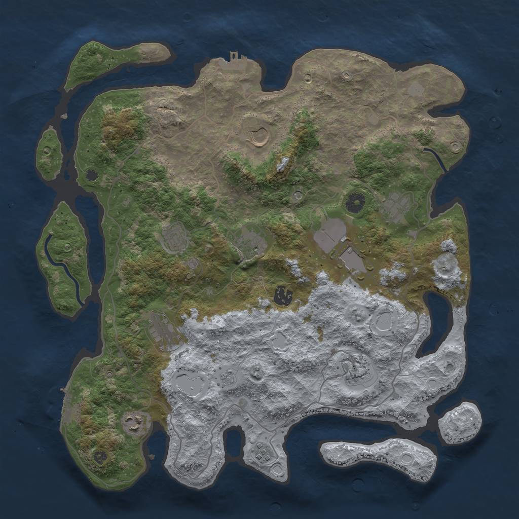 Rust Map: Procedural Map, Size: 4000, Seed: 484840036, 17 Monuments
