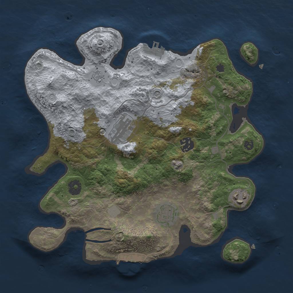 Rust Map: Procedural Map, Size: 3000, Seed: 1960510820, 11 Monuments