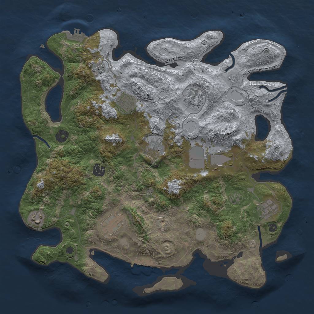 Rust Map: Procedural Map, Size: 3700, Seed: 899841911, 16 Monuments