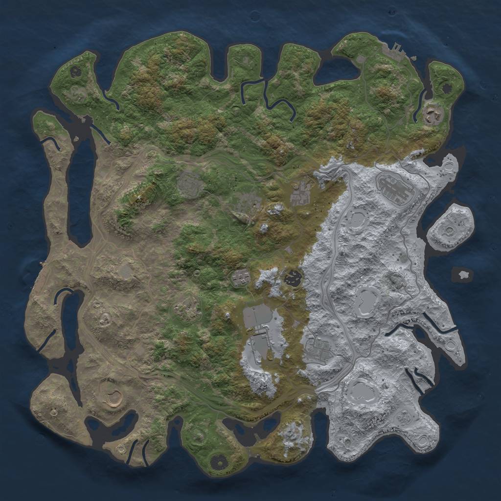Rust Map: Procedural Map, Size: 4500, Seed: 1314574369, 18 Monuments