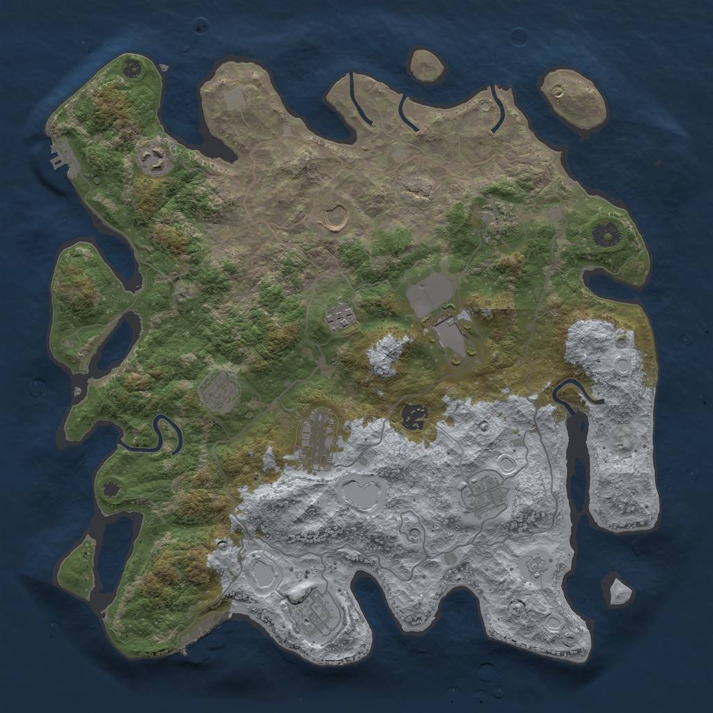 Rust Map: Procedural Map, Size: 4000, Seed: 1679373133, 17 Monuments