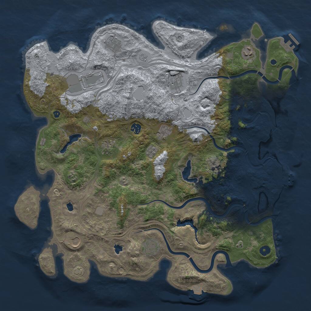 Rust Map: Procedural Map, Size: 4500, Seed: 332022, 16 Monuments