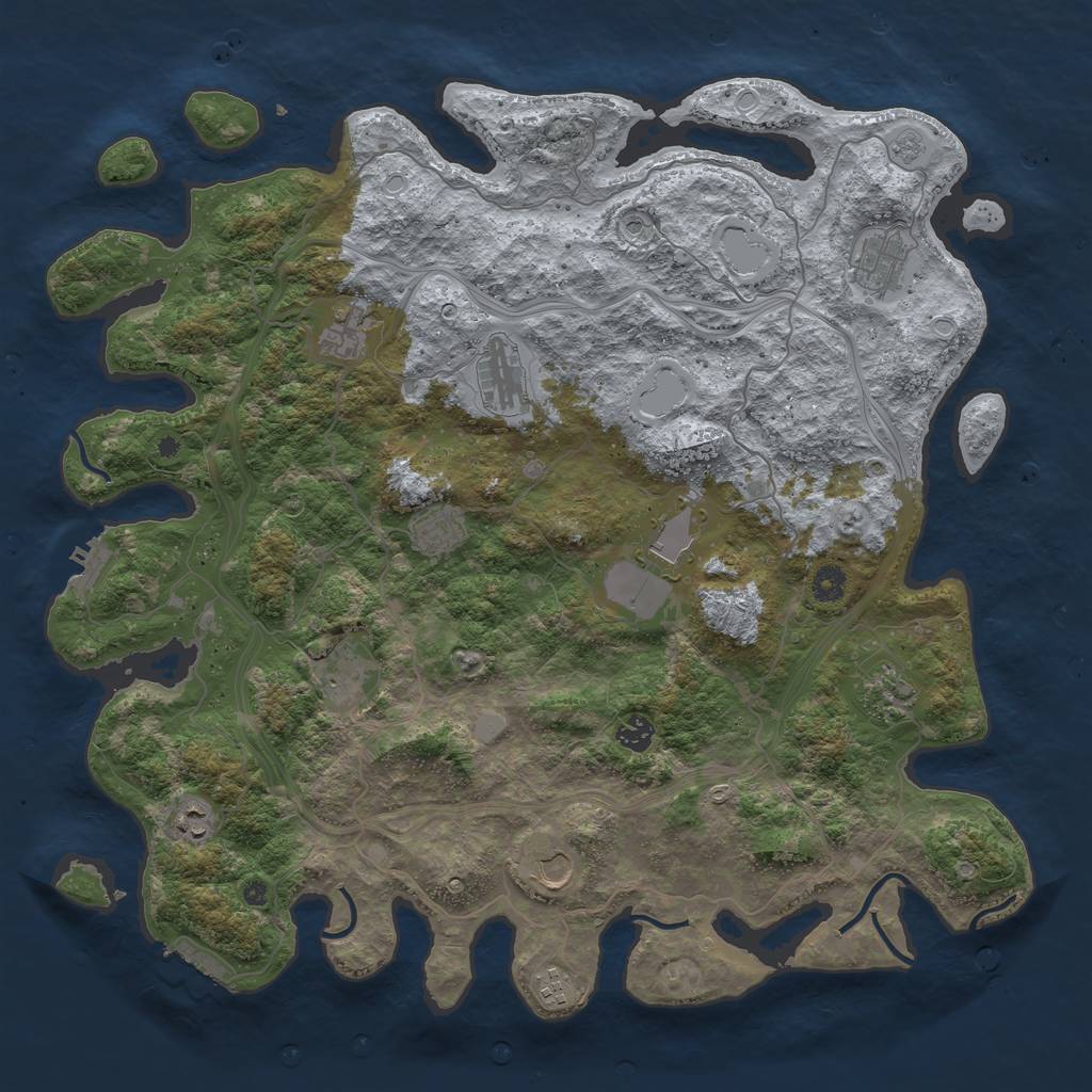 Rust Map: Procedural Map, Size: 4500, Seed: 1359917796, 18 Monuments