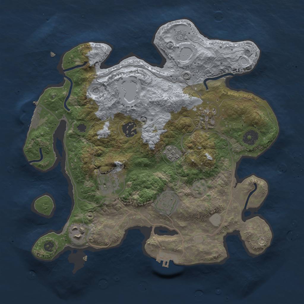 Rust Map: Procedural Map, Size: 3000, Seed: 52116, 13 Monuments
