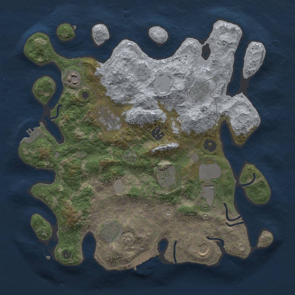 Rust Map: Procedural Map, Size: 3500, Seed: 25567366, 15 Monuments