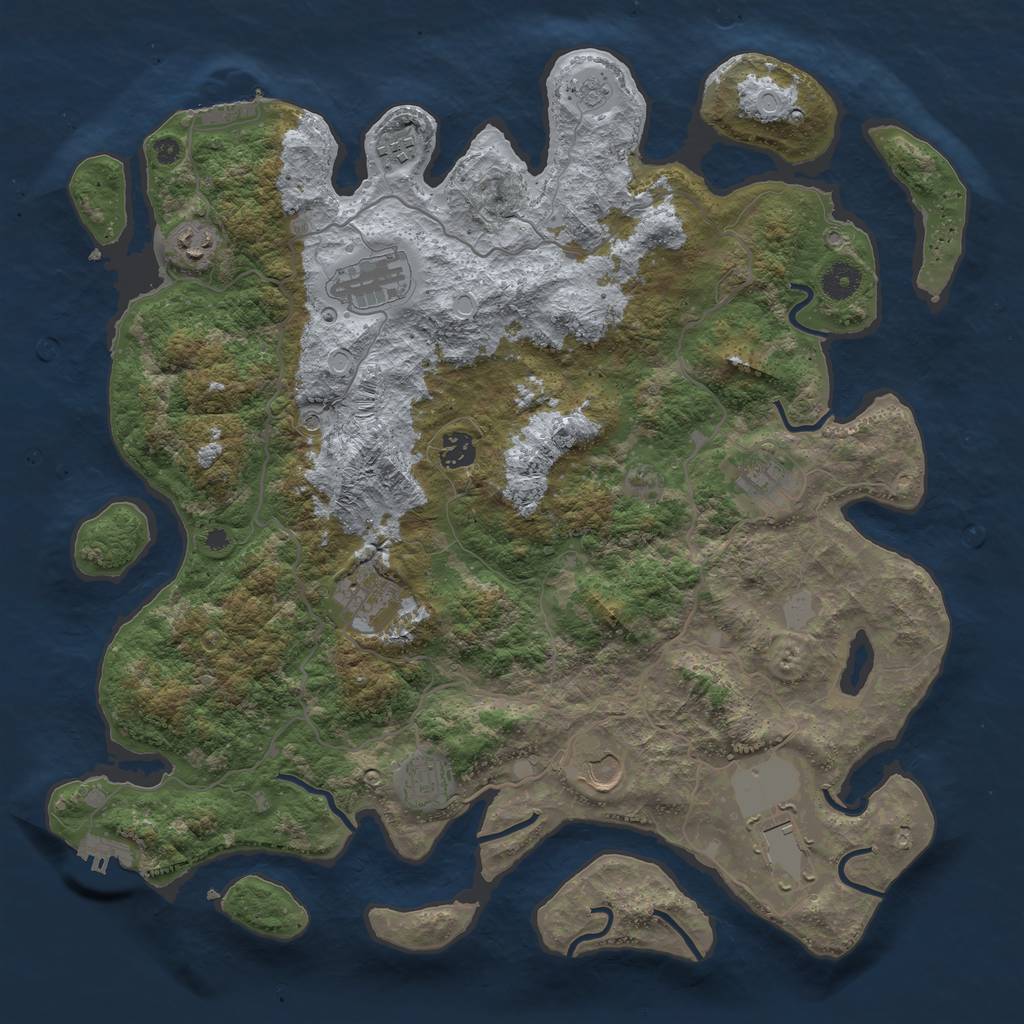 Rust Map: Procedural Map, Size: 4096, Seed: 557859, 16 Monuments